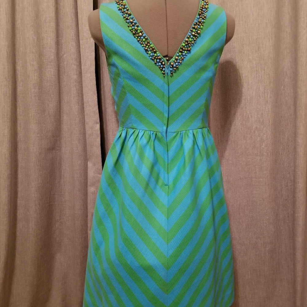 Lilly Pulitzer Green and Blue Striped Midi Dress - Picture 4 of 6